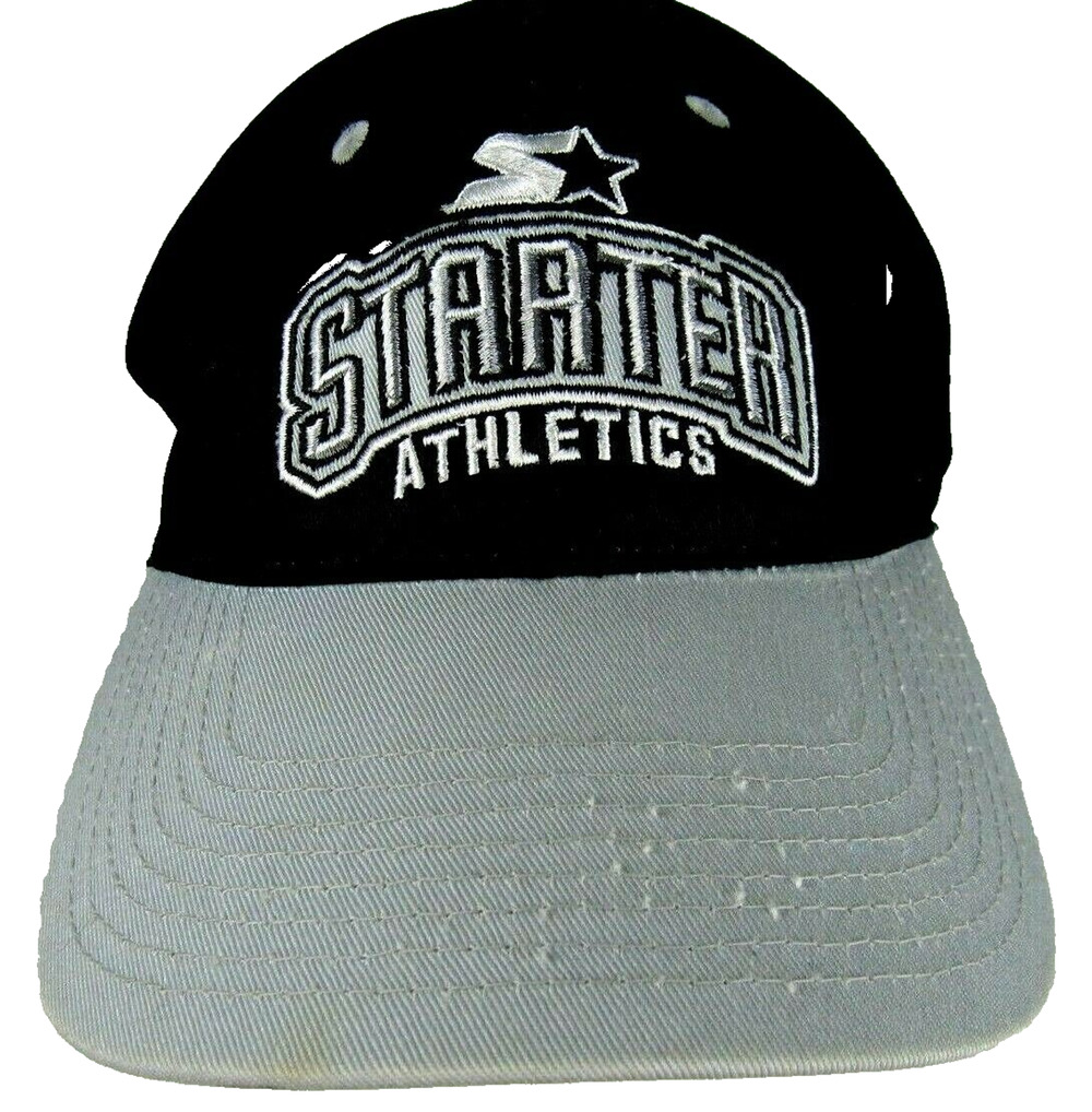 VTG Starter Athletics Hat Embroidered Strapback Black / Silver Logo